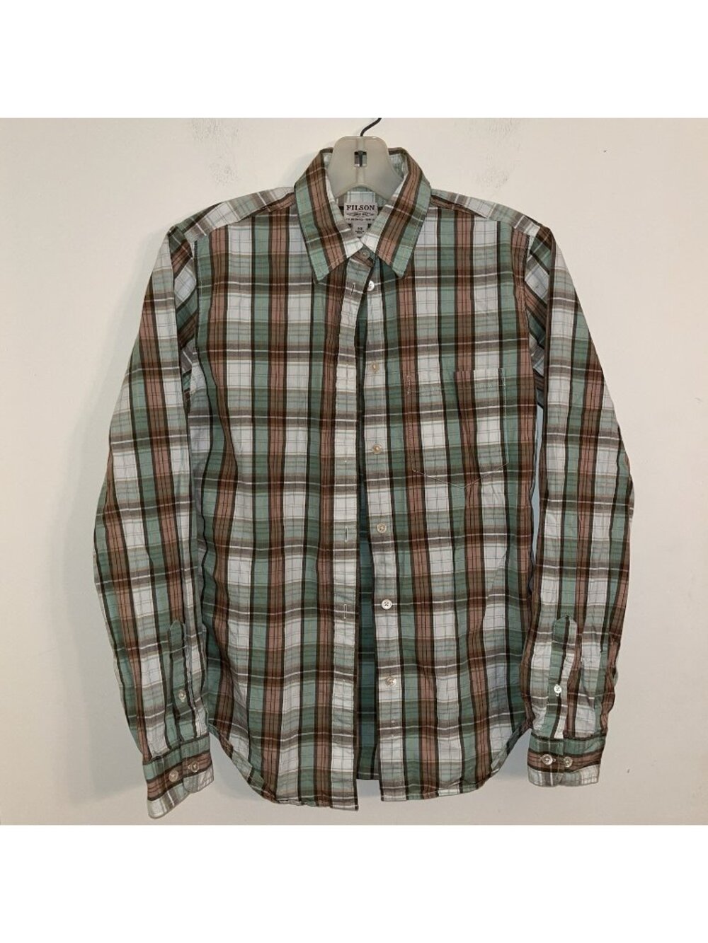 Filson Multicolor Plaid Cotton Linen Button-Up Shirt Women XS Long Sleeve Casual